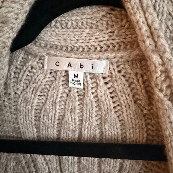 CAbi Beige Cable Knit Cardigan Vest - Picture 2 of 3